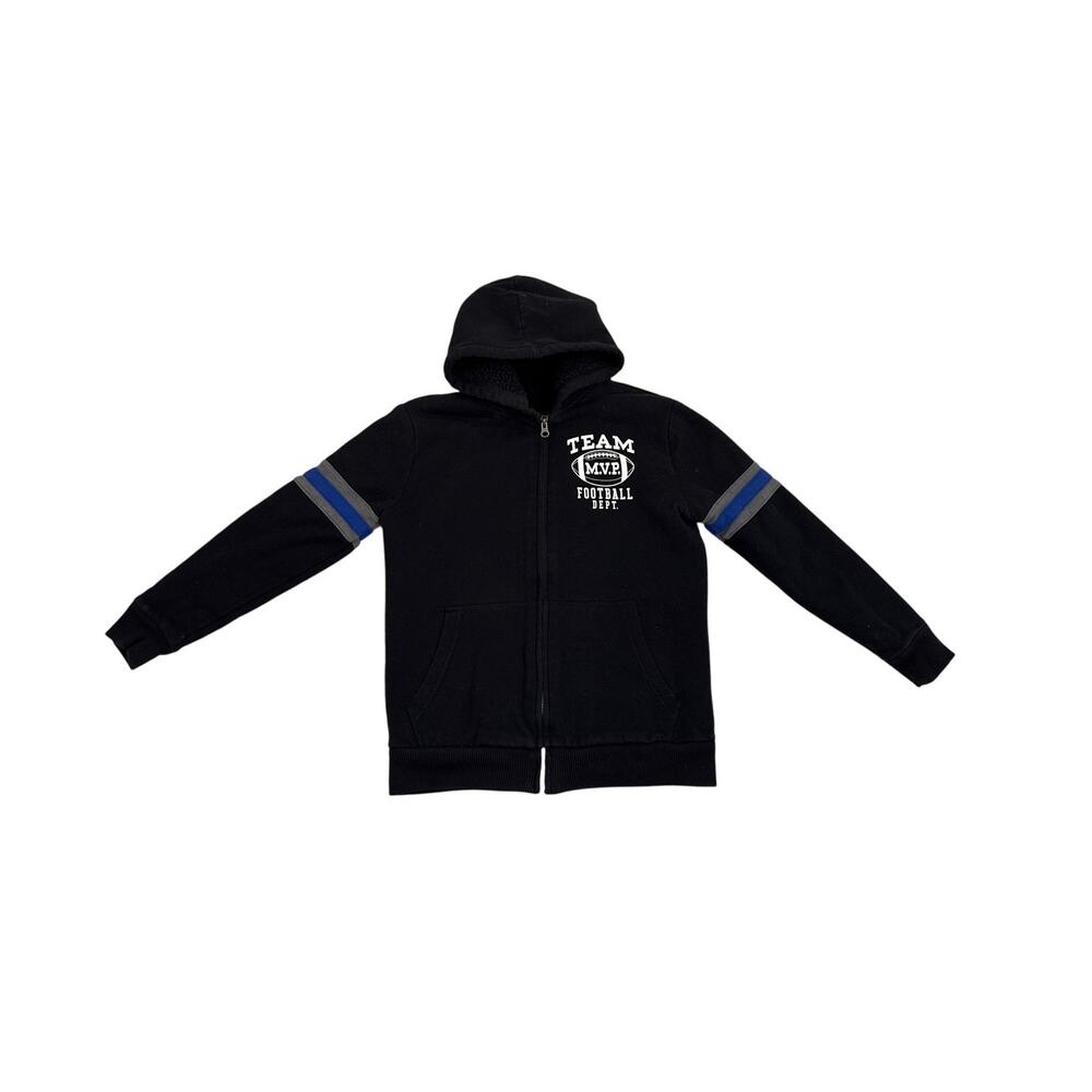 Children's Place Sweatshirt Black Fleece Lined Zip Up Hoodie Size Youth XL 14
